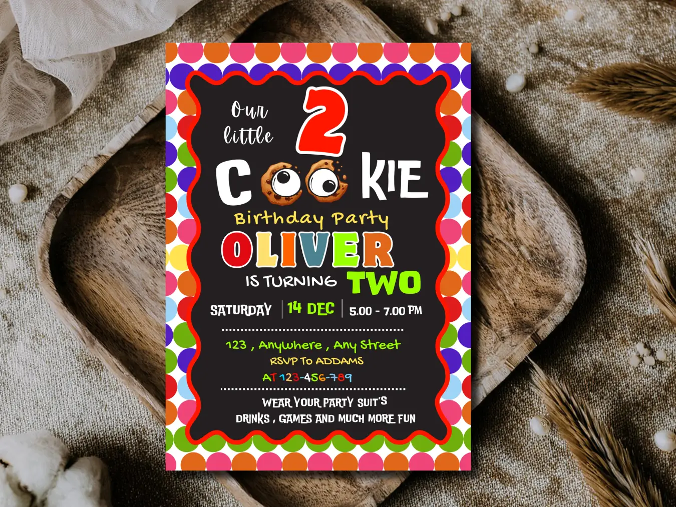 Cookie 2nd Birthday Invitation Template - Image 5