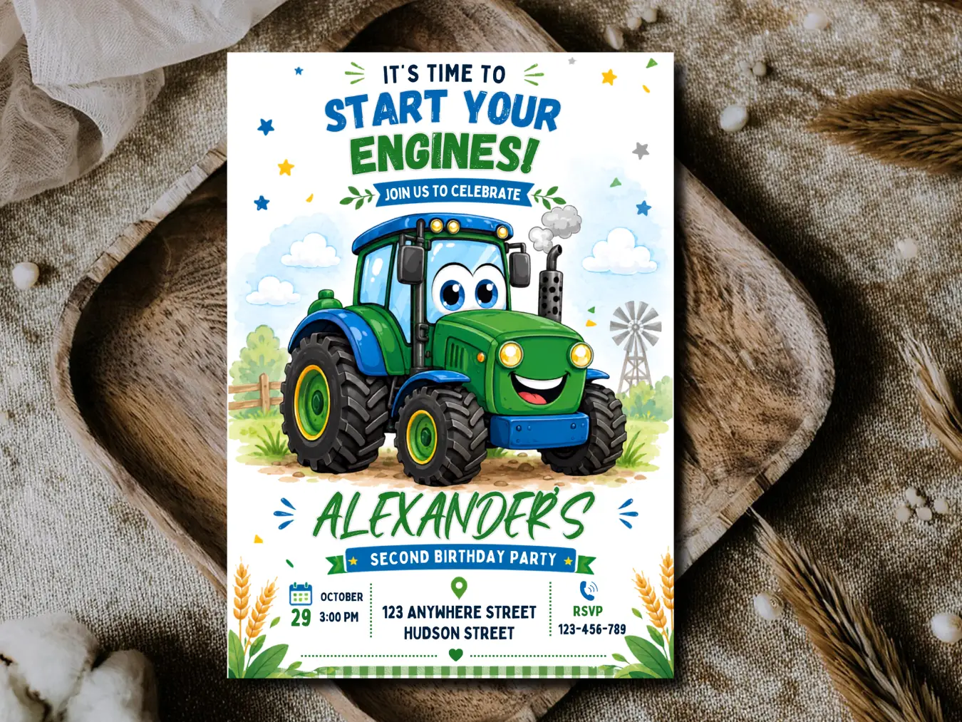 Tractor Birthday Invitation | Farm Birthday Party Template - Image 5
