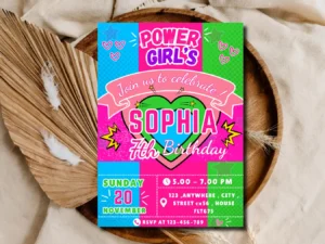 Power Girls Birthday Party Invitation | Editable Comic Girl Template
