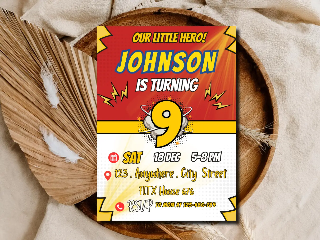 Comic Super Hero Birthday Invite | Printable Boys Birthday Invitation