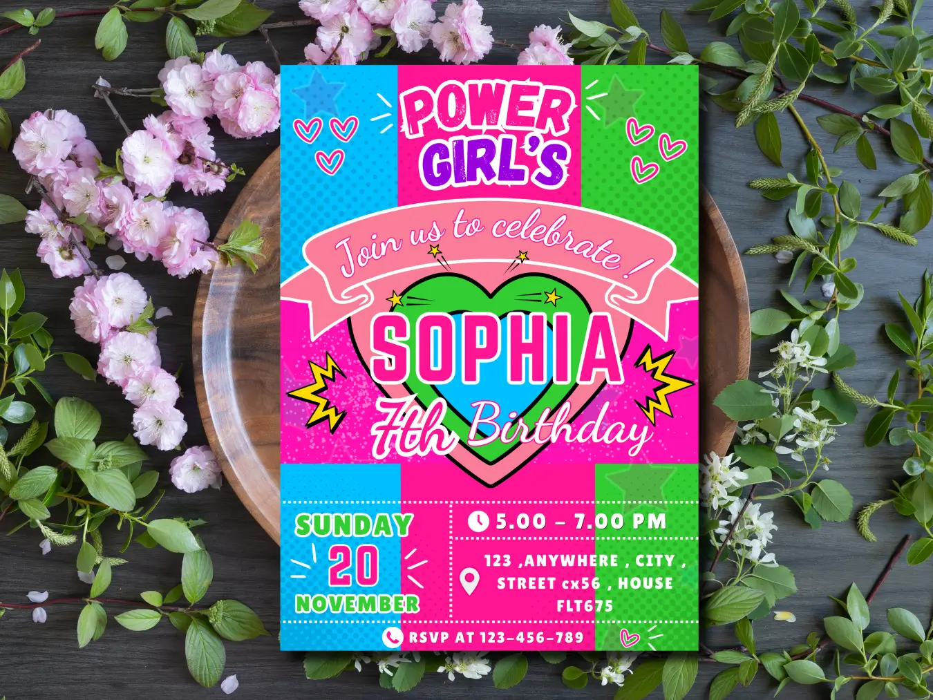 Power Girls Birthday Party Invitation | Editable Comic Girl Template - Image 4