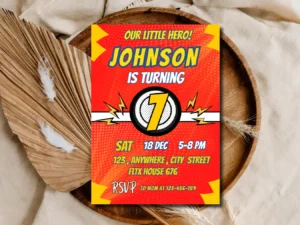 Little Hero 1st Birthday Invitation | Editable Super Hero Party Invite