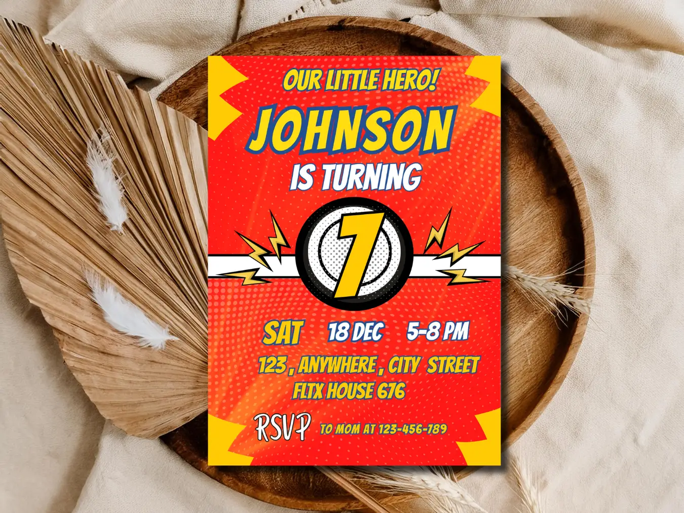 Little Hero 1st Birthday Invitation | Editable Super Hero Party Invite