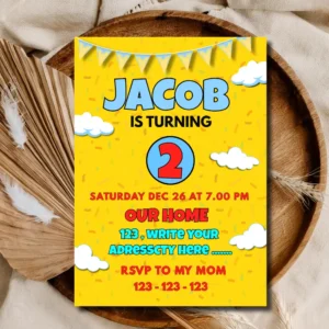 Yellow Cartoon Birthday Invitation | Fun Birthday Party Template
