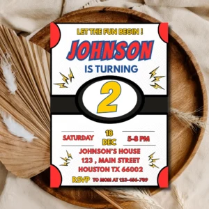 Comic Book Superhero Birthday Invitation | Editable Pow Theme Party Invite | Boys Birthday Printable