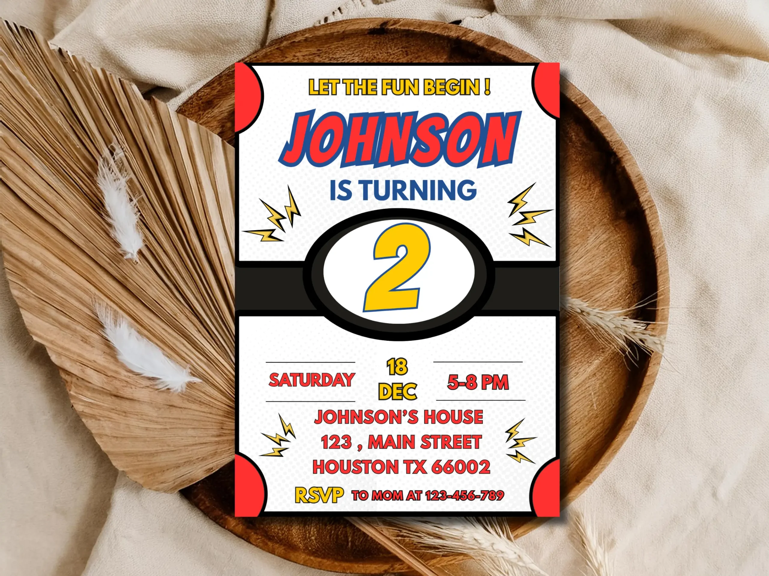 Comic Book Superhero Birthday Invitation | Editable Pow Theme Party Invite | Boys Birthday Printable