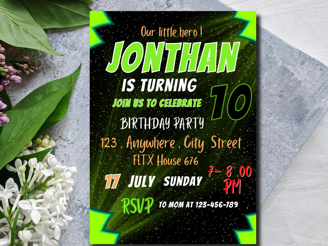 Action Hero Birthday Invitation | Comic Style Party Template - Image 3