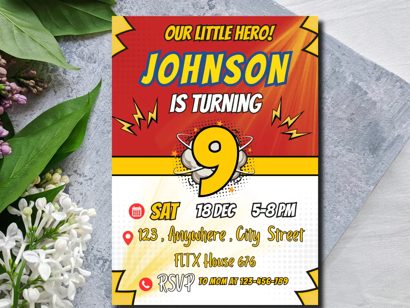Comic Super Hero Birthday Invite | Printable Boys Birthday Invitation - Image 3