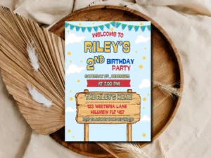Kids Adventure Birthday Invitation | Printable Sky Theme Party Invite