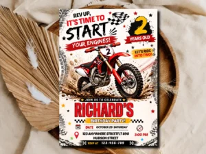 Dirt Bike Birthday Invitation | Motocross Birthday Party Invite
