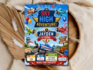 Sky High Adventure Birthday Invitation Editable | Airplane Party Template