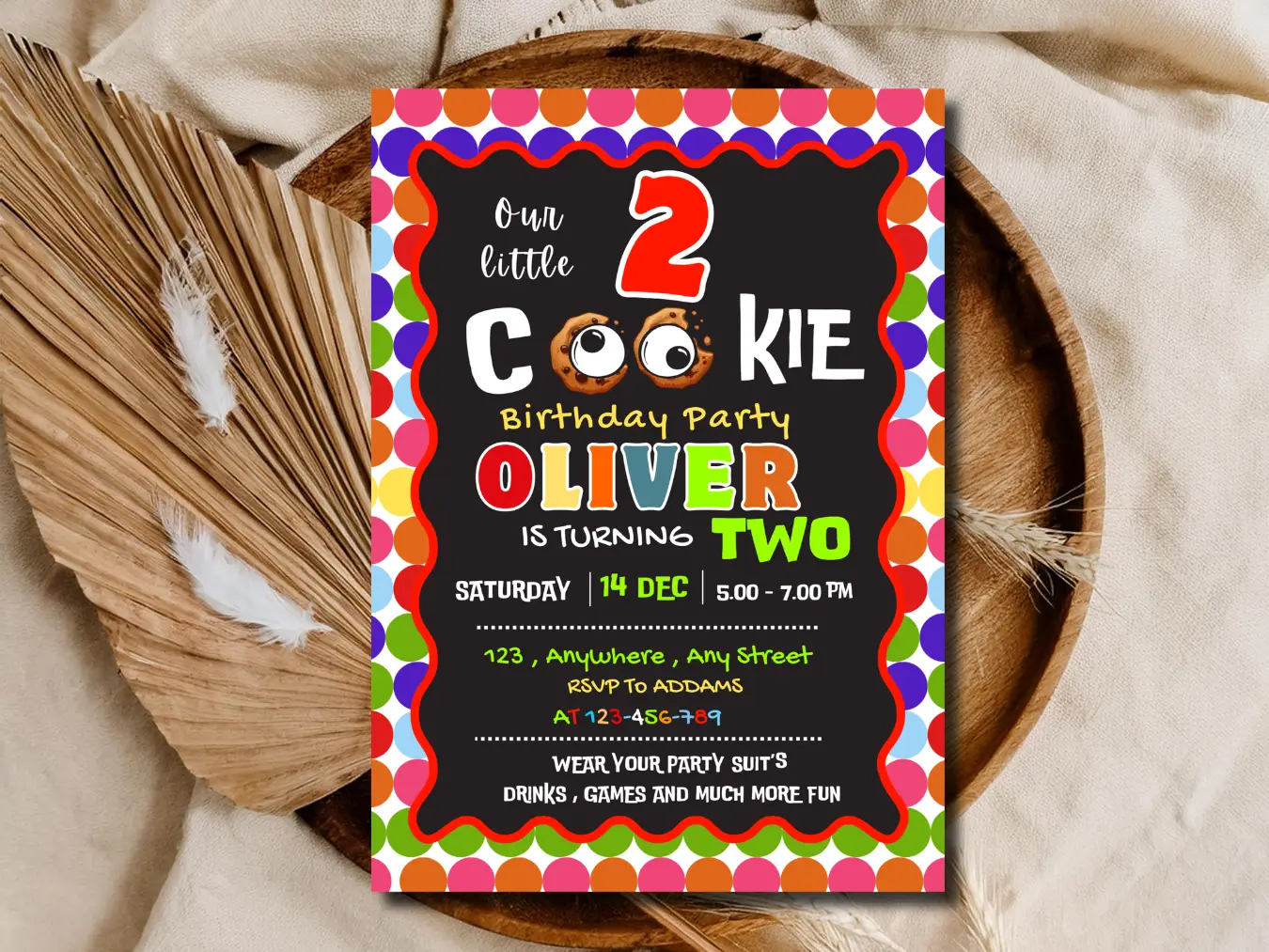 Cookie 2nd Birthday Invitation Template