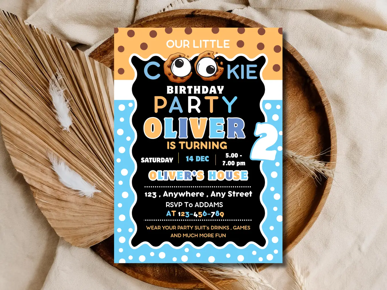 Cookie Birthday Party Invitation | Cute 2nd Birthday Cookie Theme Invite