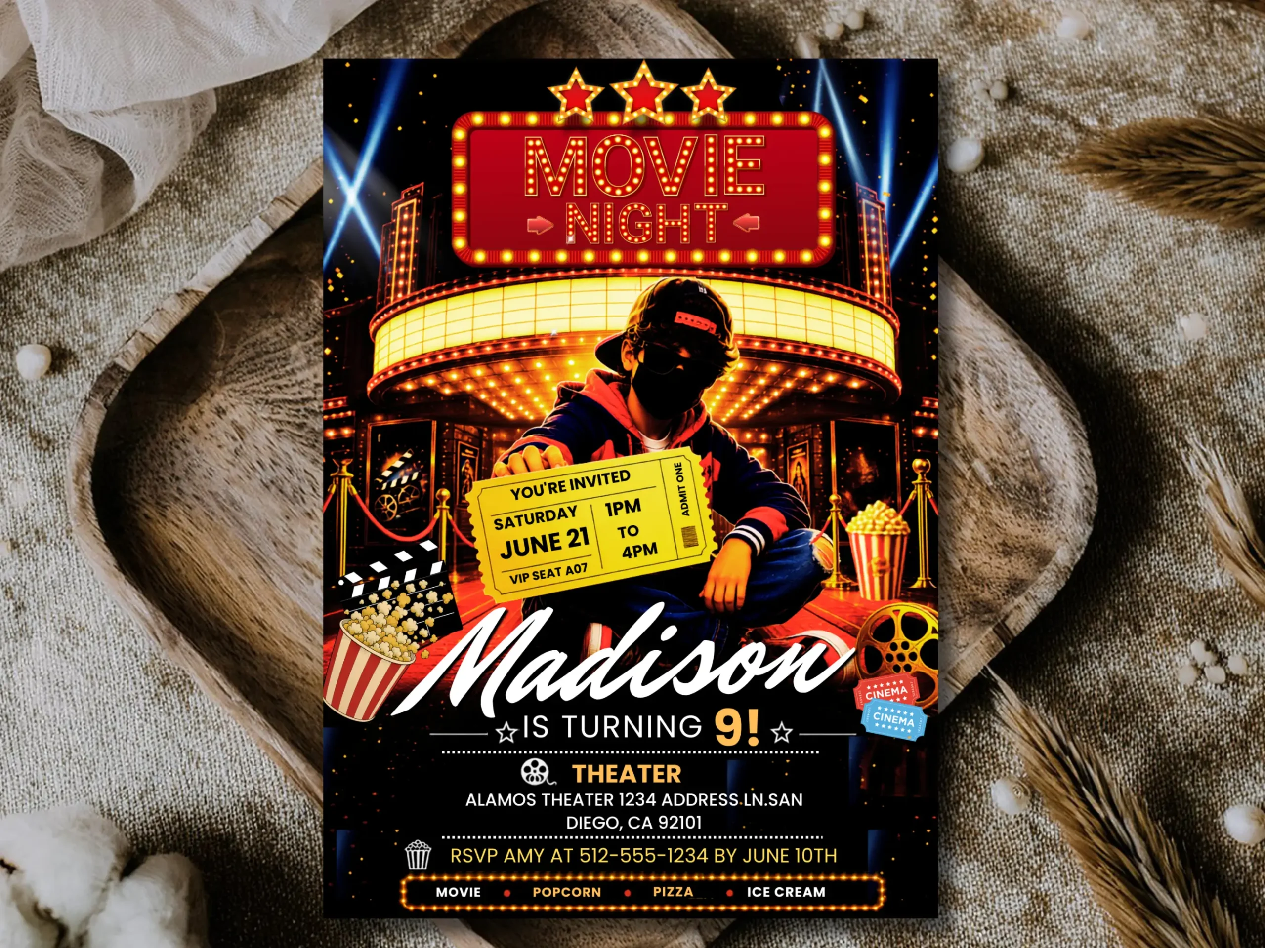 Movie Night Birthday Invitation Editable | Cinema Theater Party Template - Image 5