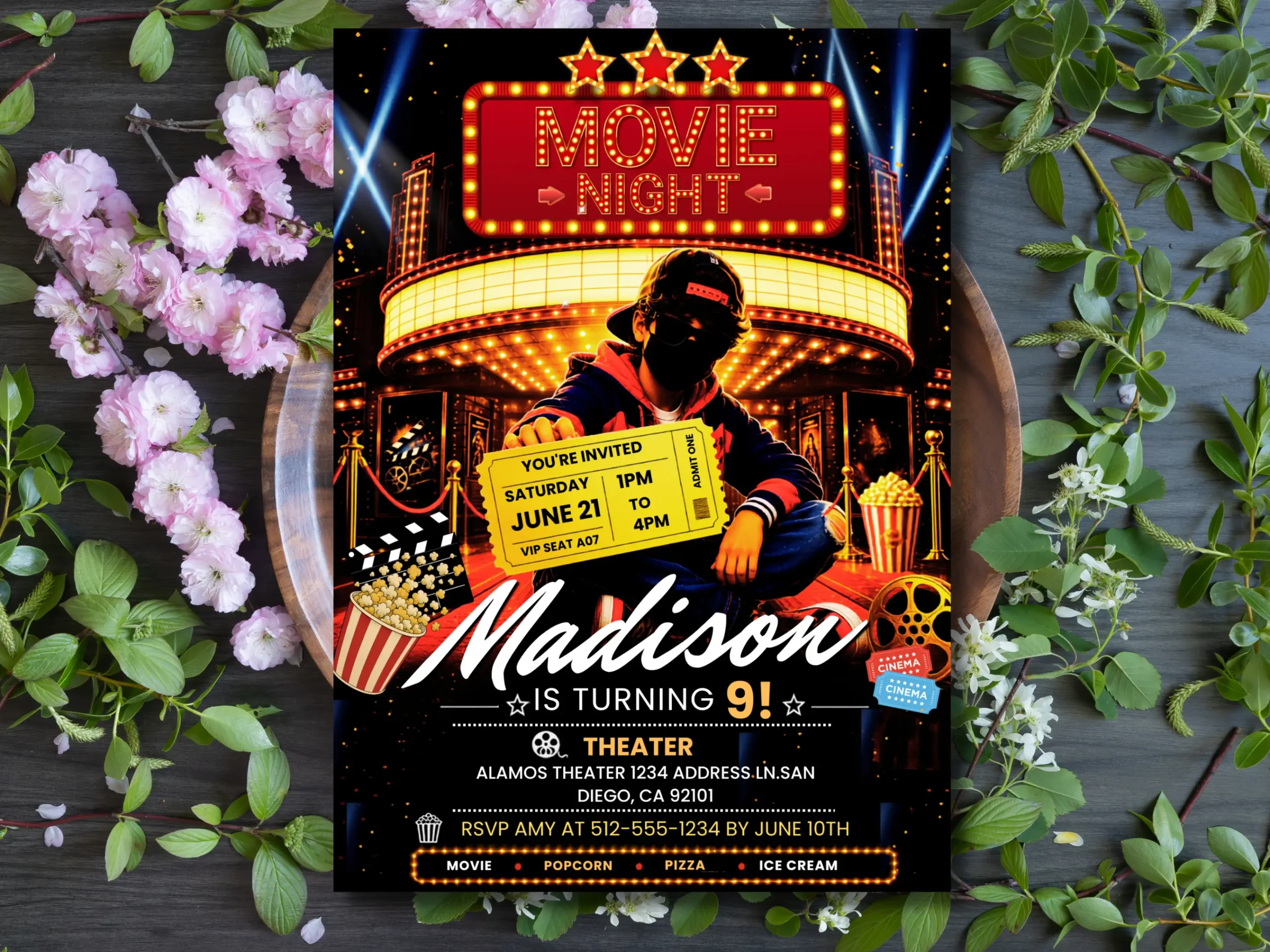 Movie Night Birthday Invitation Editable | Cinema Theater Party Template - Image 4