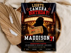 Kids Movie Theater Party Invitation | Cinema Editable Template