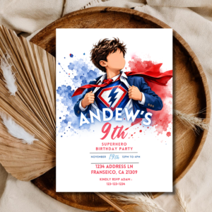 Superhero Birthday Invitation Boy Editable Template Printable Instant Download Digital Birthday Party Invite Kids