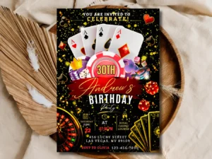 Casino Birthday Invitation Editable Any Age | Poker Night Vegas Party Template