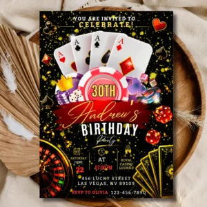 Casino Birthday Invitation Editable Any Age | Poker Night Vegas Party Template