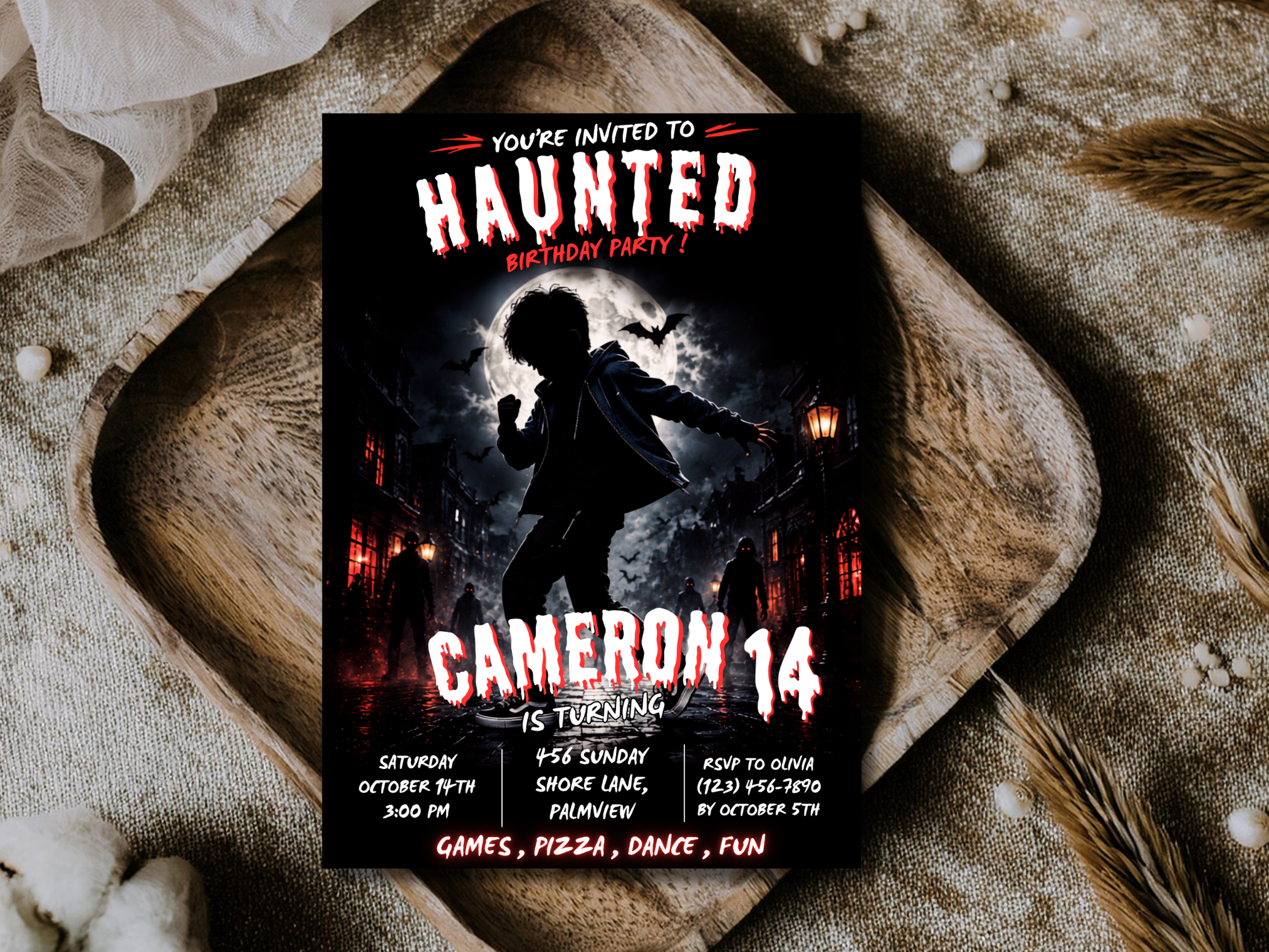 Haunted Halloween Birthday Invitation | Thriller Dance Zombie Party