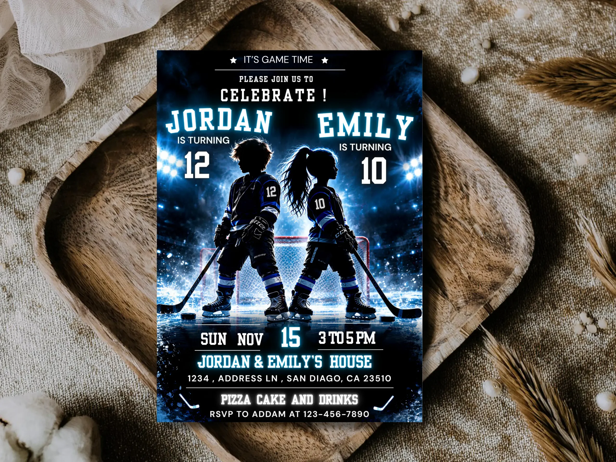Joint Sibling Hockey Birthday Invitation Template | Sports Theme Editable Invite | Printable Digital Download - Image 5