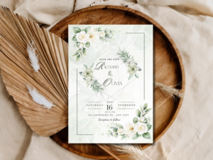 Save the Date Wedding Invitation White Floral Greenery Editable Template Printable Instant Download Digital Invite