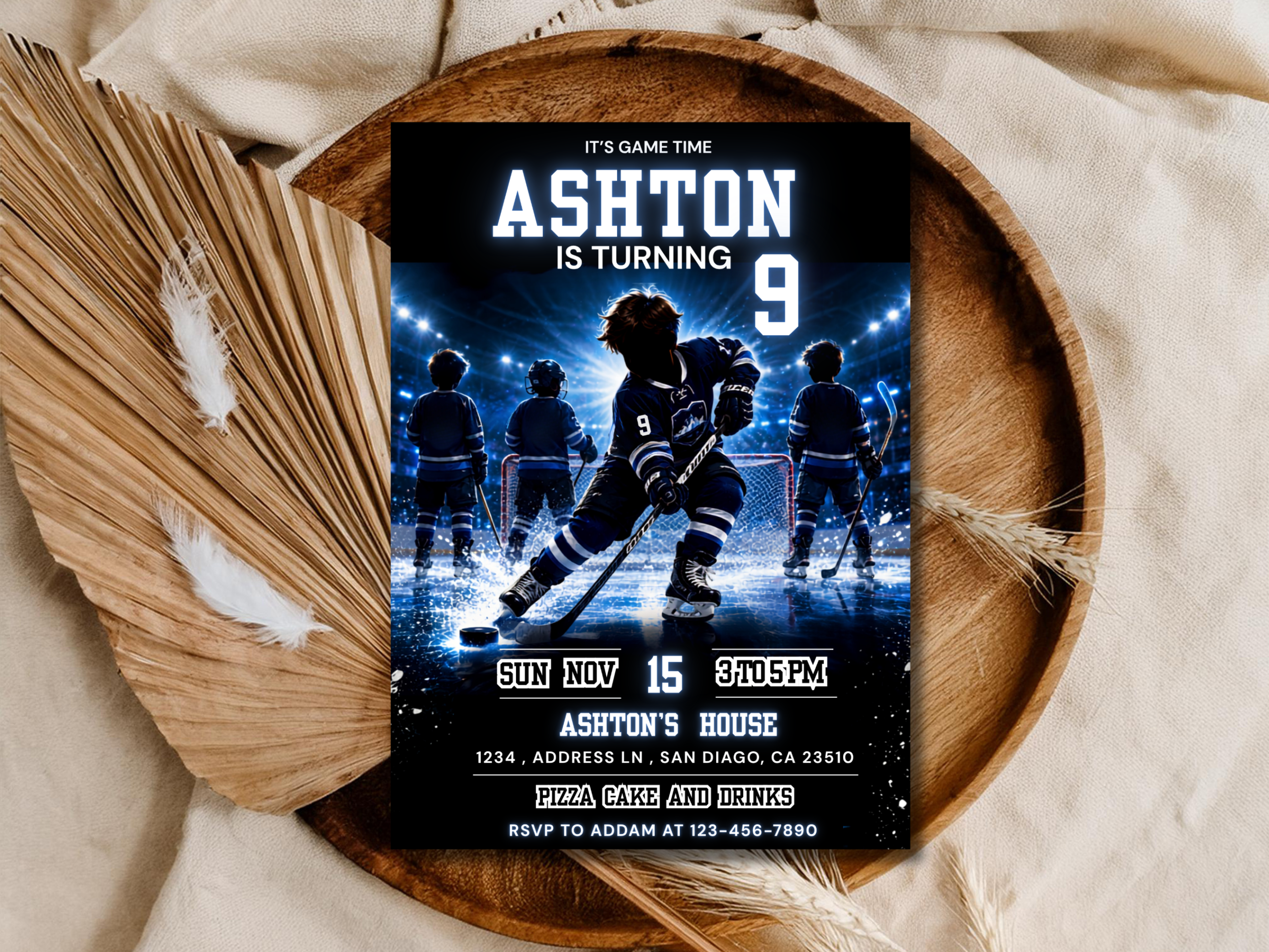 Ice Hockey Birthday Invitation Template | Sports Theme Editable Invite | Boy Birthday Design | Printable Digital Download