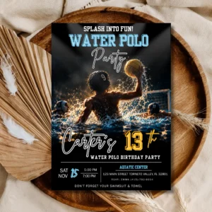 Water Polo Birthday Invitation Template | Boy Birthday Design | Printable Digital Download