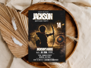 Archery Birthday Invitation Template | Sports Theme Editable Invite | Boy Birthday Design | Printable Digital Download