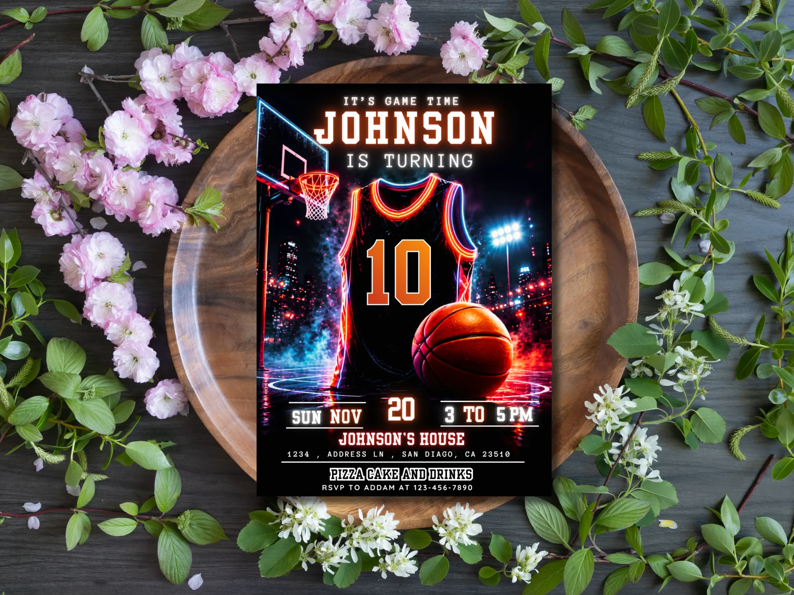 Basketball Birthday Invitation Template | Neon Jersey Sports Theme Editable Invite | Boy Birthday Design | Printable Digital Download - Image 4