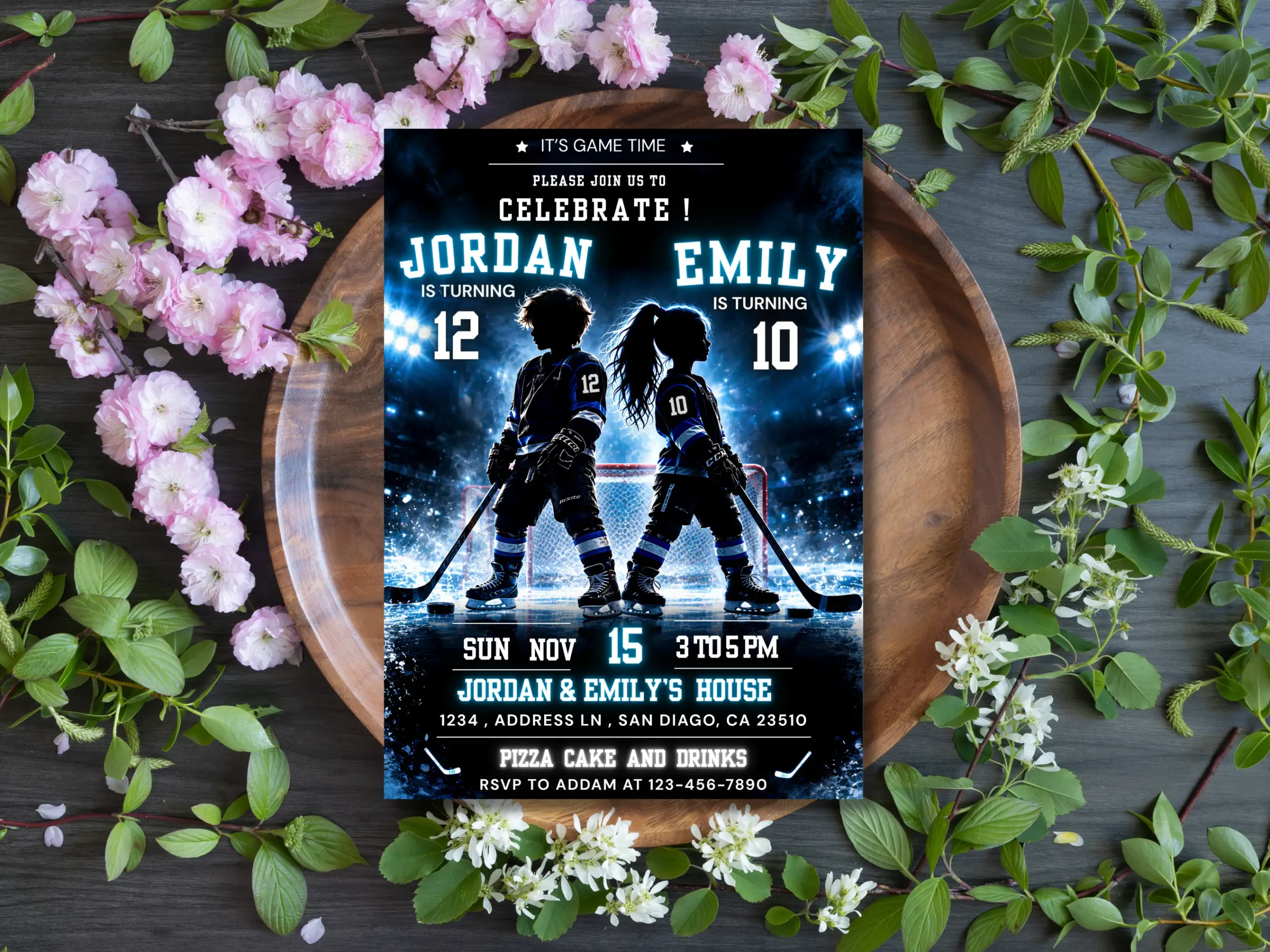 Joint Sibling Hockey Birthday Invitation Template | Sports Theme Editable Invite | Printable Digital Download - Image 4
