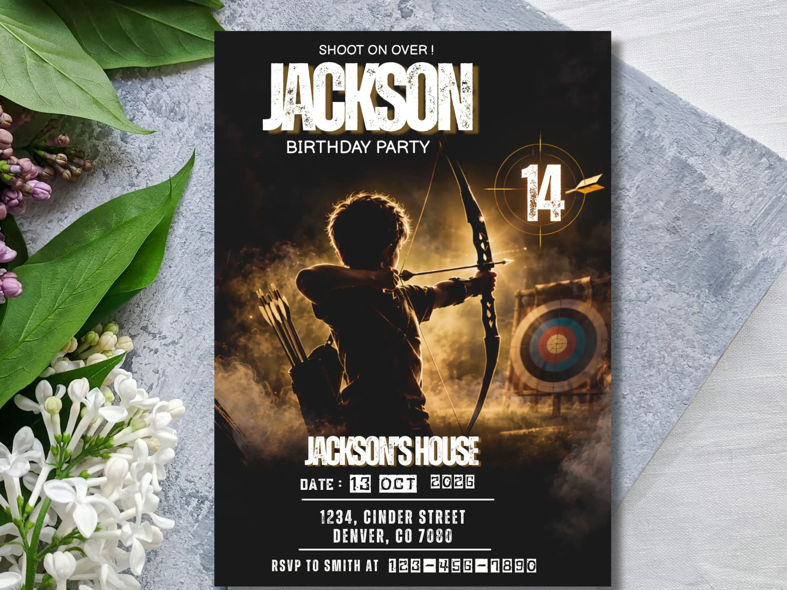 Archery Birthday Invitation Template | Sports Theme Editable Invite | Boy Birthday Design | Printable Digital Download - Image 3