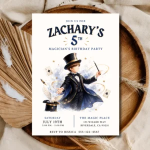 Magician Birthday Invitation | Magic Show Party Invite for Boys | Personalized Printable Digital